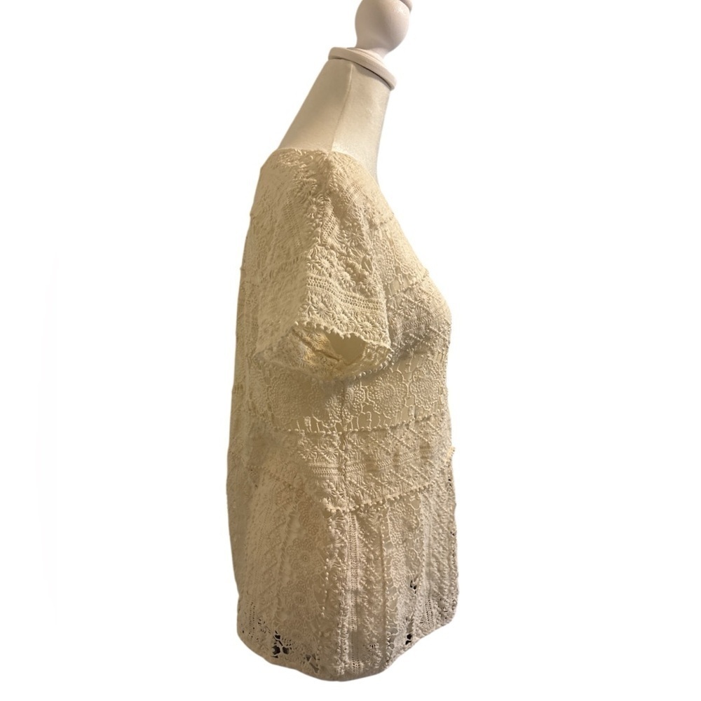 Anthropologie‎ Cream Lace/crochet Top - Size Small Sheer - Picture 9 of 9